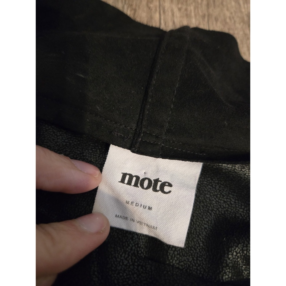 Mote Womens Faux Leather Side Zip Blk Jacket Sz M - Picture 3 of 4